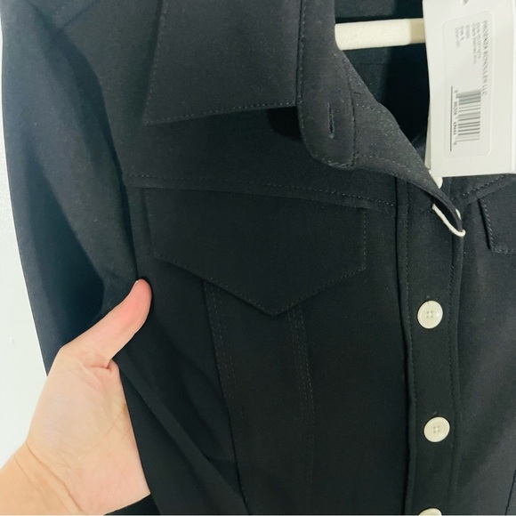 NWT Proenza Schouler White Label Crepe Seamed Shirt Jacket Shacket Black Western - Picture 4 of 11